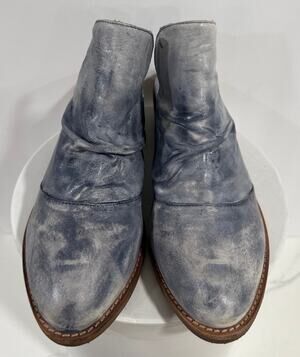 Matisse Blue Distressed Leather Mules Slouch Bootie Western Shoes Brazil Size 8M
